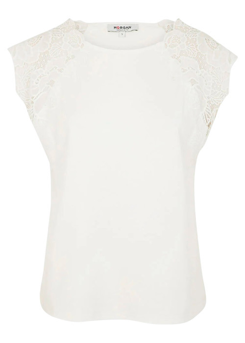 T-shirt en coton écru à coupe ajustée pourvu de...