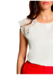 Thumbnail T-shirt en coton écru à coupe ajustée pourvu de manches courtes - Image 4