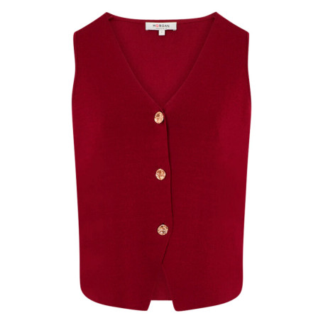 Gilet bordeaux à coupe droite sans manche...