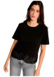 Thumbnail T-shirt en coton noir à coupe droite pourvu d'un col rond et de manches courtes - Image 2