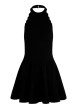 Thumbnail Robe courte noire sans manche à coupe ajustée pourvu d'un col ras du cou