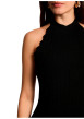 Thumbnail Robe courte noire sans manche à coupe ajustée pourvu d'un col ras du cou - Image 4