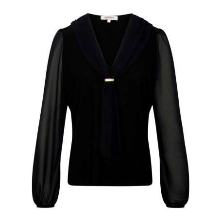 Blouse noir à coupe droite pourvue d'un col v...