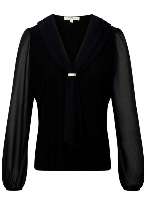 Blouse noir à coupe droite pourvue d'un col v...