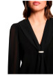 Thumbnail Blouse noir à coupe droite pourvue d'un col v et de manches longues - Image 4