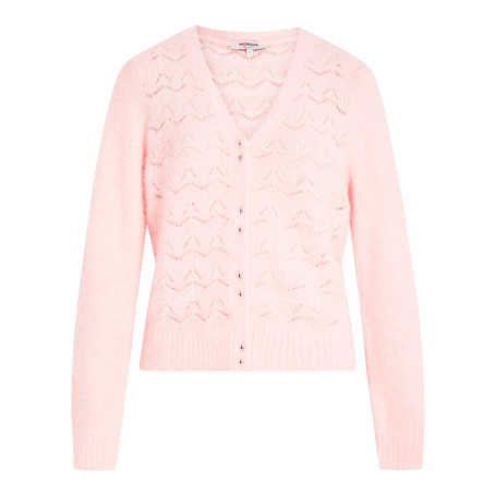 Gilet rose à coupe droite pourvu d'un col v et...
