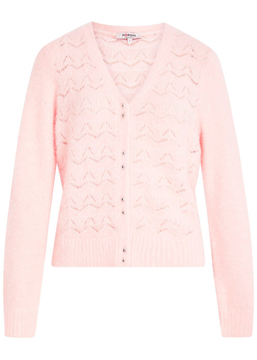 Gilet rose à coupe droite pourvu d'un col v et...
