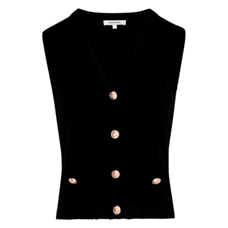 Gilet noir sans manche à coupe droite pourvu...