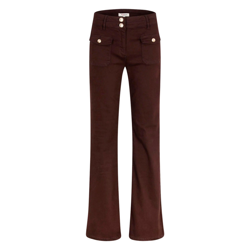 Morgan - Pantalon Marron à Coupe Bootcut Pourvu D'une Fermeture Boutonnée - Marron