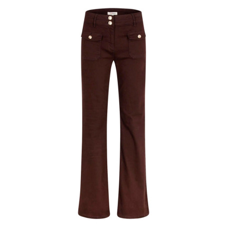 Pantalon marron à coupe bootcut pourvu d'une...