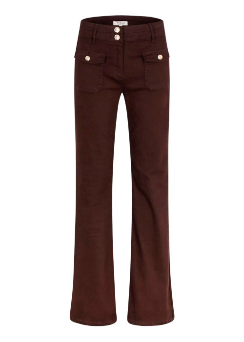 Pantalon marron à coupe bootcut pourvu d'une...