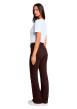 Thumbnail Pantalon marron à coupe bootcut pourvu d'une fermeture boutonnée - Image 3