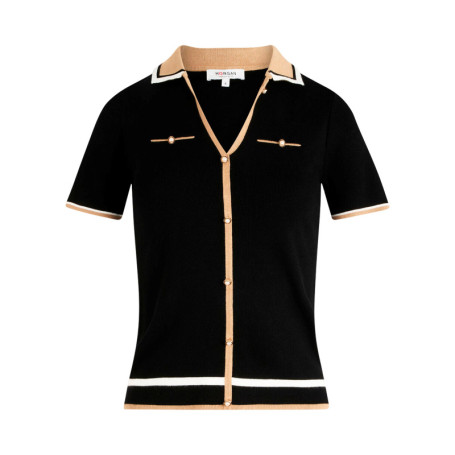 Gilet noir à coupe ajustée pourvu d'un col à...