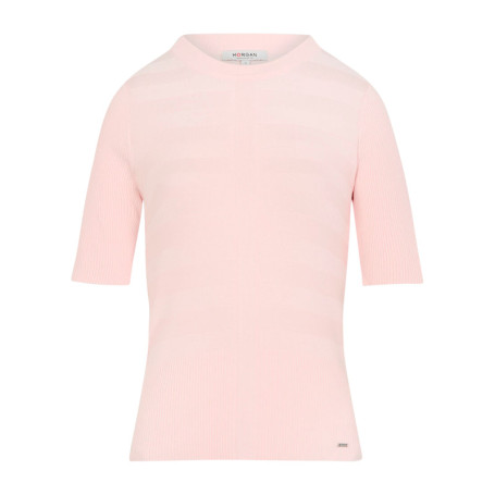 Pull rose à coupe ajustée pourvu d'un col rond...