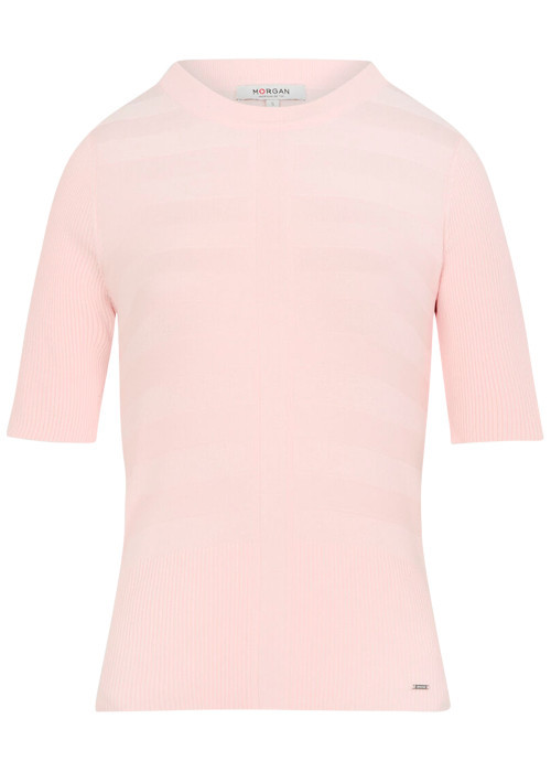 Pull rose à coupe ajustée pourvu d'un col rond...