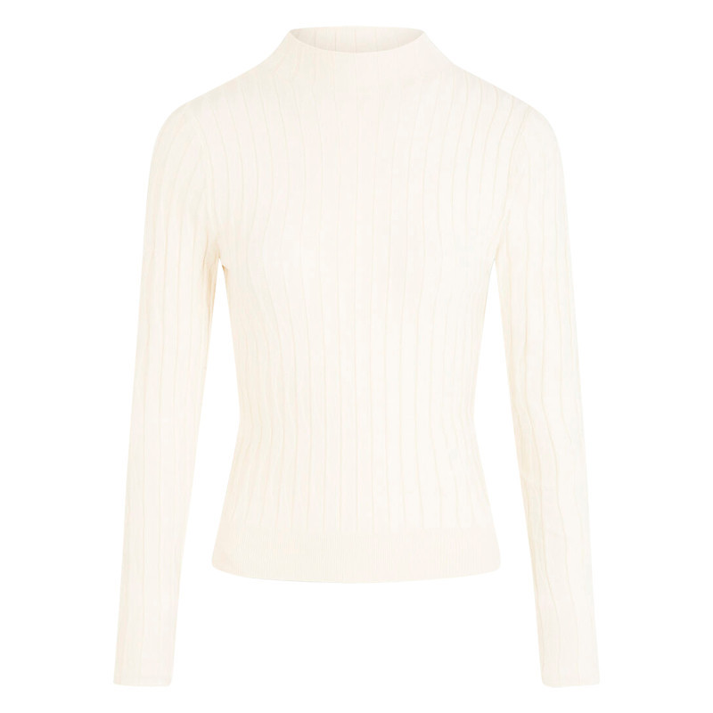 Morgan - Pull écru à Coupe Ajustée Pourvu D'un Col Montant Et De Manches Longues - Beige