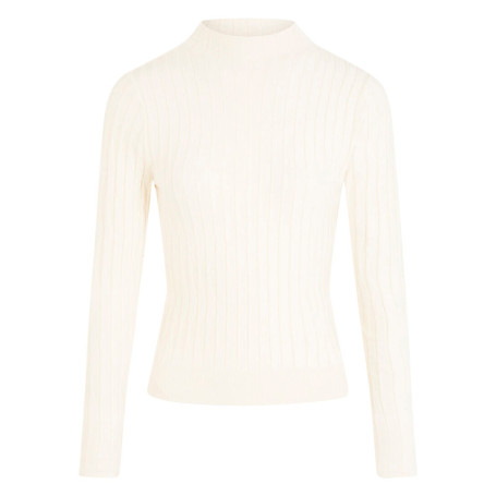 Pull écru à coupe ajustée pourvu d'un col...
