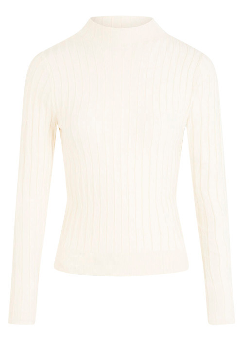 Pull écru à coupe ajustée pourvu d'un col...