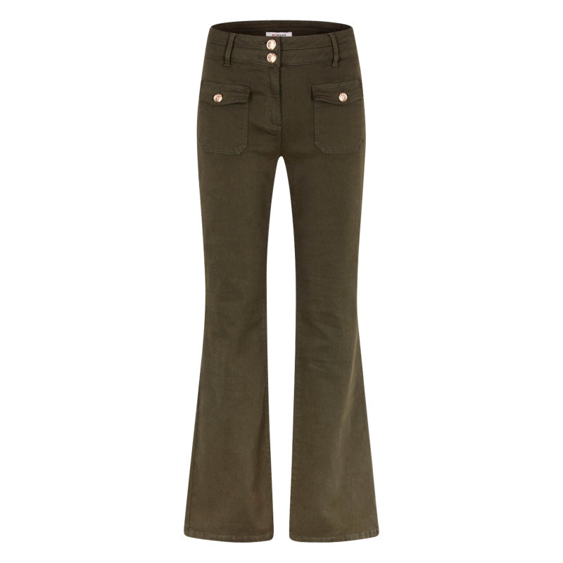 Morgan - Pantalon Kaki à Coupe Bootcut Pourvu D'une Fermeture Boutonnée - Vert Morgan - Pantalon Kaki à Coupe Bootcut Pourvu D'une Fermeture Boutonnée - Vert