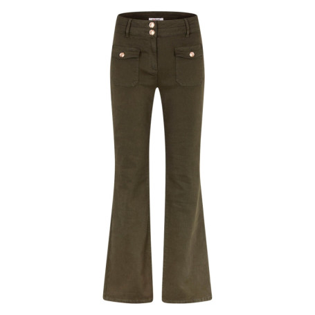 Pantalon kaki à coupe bootcut pourvu d'une...
