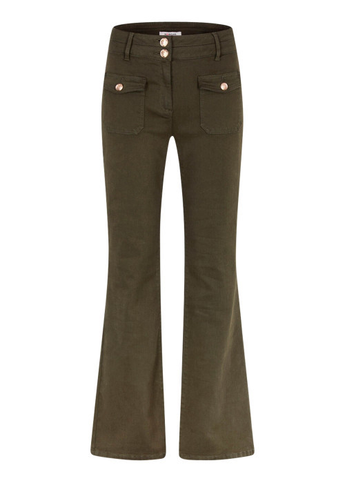 Pantalon kaki à coupe bootcut pourvu d'une...
