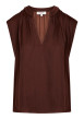 Thumbnail Blouse marron sans manche à coupe droite pourvu d'un col v profond