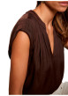 Thumbnail Blouse marron sans manche à coupe droite pourvu d'un col v profond - Image 4