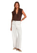 Thumbnail Blouse marron sans manche à coupe droite pourvu d'un col v profond - Image 5
