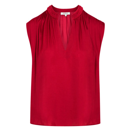 Blouse rouge sans manche à coupe droite pourvu...
