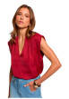 Thumbnail Blouse rouge sans manche à coupe droite pourvu d'un col v profond - Image 2