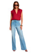 Thumbnail Blouse rouge sans manche à coupe droite pourvu d'un col v profond - Image 5