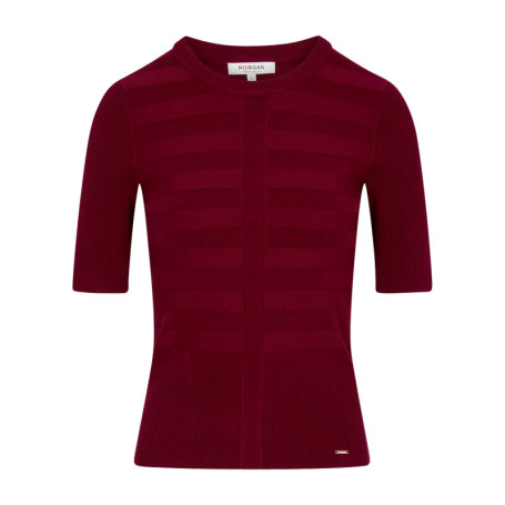 Pull bordeaux à coupe ajustée pourvu d'un col...