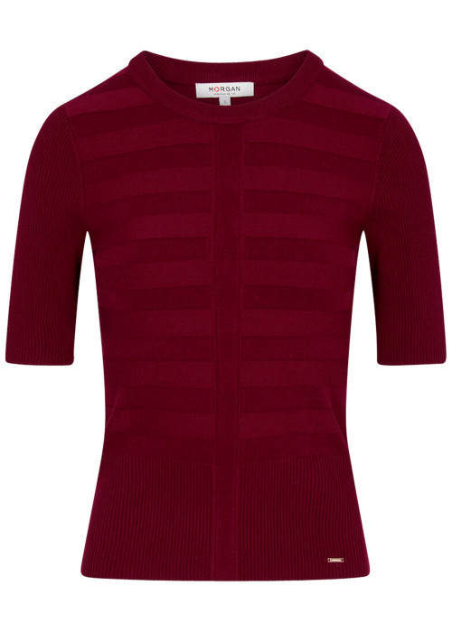 Pull bordeaux à coupe ajustée pourvu d'un col...