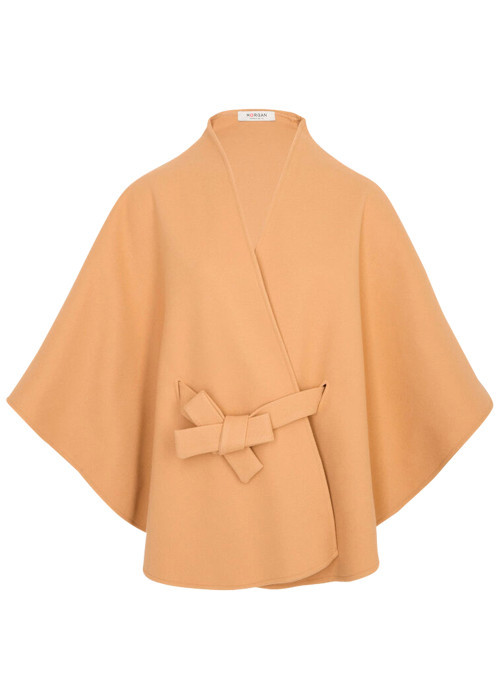 Poncho beige à coupe ample pourvu d'un col...