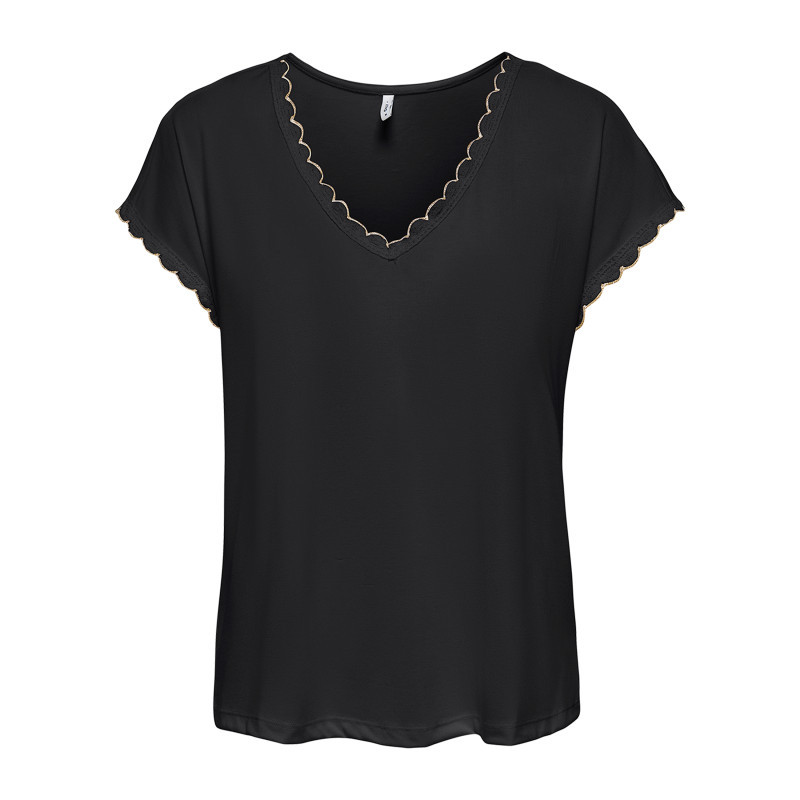 Only - T-shirt Noir Uni Avec Une Coupe Droite Et Des Manches Courtes - Noir Only - T-shirt Noir Uni Avec Une Coupe Droite Et Des Manches Courtes - Noir
