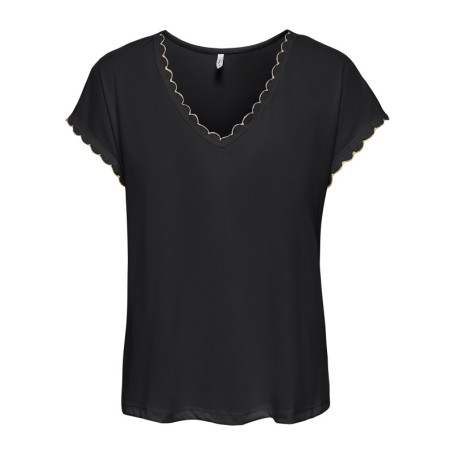 T-shirt noir uni avec une coupe droite et des...