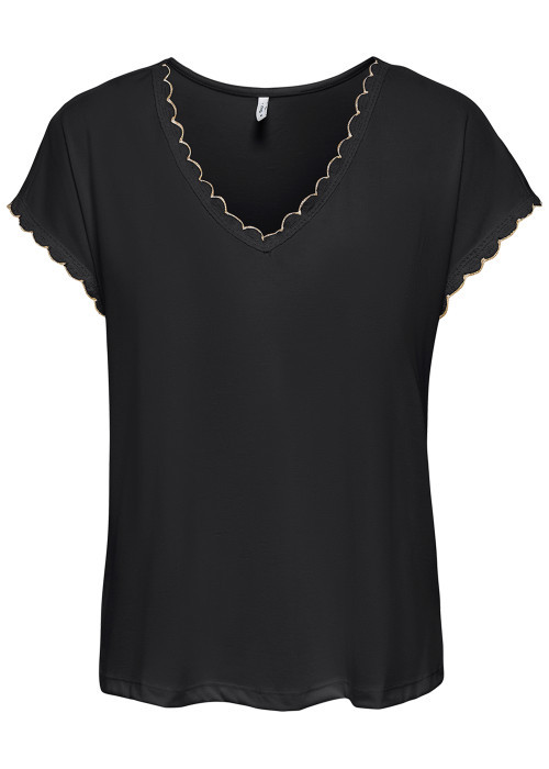 T-shirt noir uni avec une coupe droite et des...