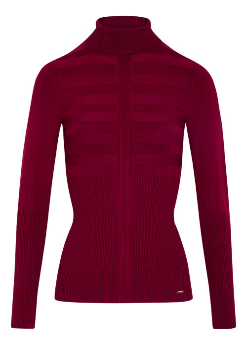 Pull prune à coupe ajustée pourvu d'un col...