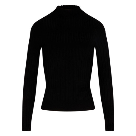 Pull noir à coupe ajustée pourvu d'un col...