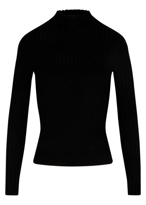 Pull noir à coupe ajustée pourvu d'un col...