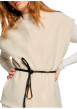 Thumbnail Gilet écru effet bouclettes sans manche à coupe droite pourvu d'un col châle - Image 4