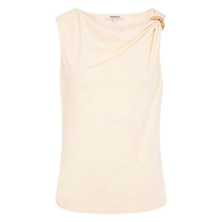 Top beige clair sans manche à coupe droite...