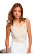 Thumbnail Top beige clair sans manche à coupe droite pourvu d'un col bénitier - Image 2