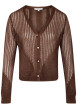 Thumbnail Gilet marron à coupe droite pourvu d'un col v et de manches longues