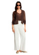 Thumbnail Gilet marron à coupe droite pourvu d'un col v et de manches longues - Image 5