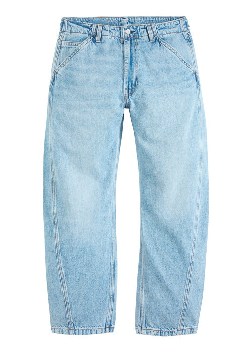 Jean Baggy Barrel en coton stone pourvu d'une coupe large et de 5 poches