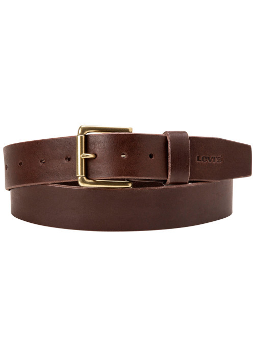 Ceinture marron en cuir véritable pourvue d'une boucle rectangulaire