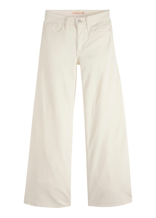 Pantalon 728 en coton écru pourvu d'une coupe wide leg et de 5 poches