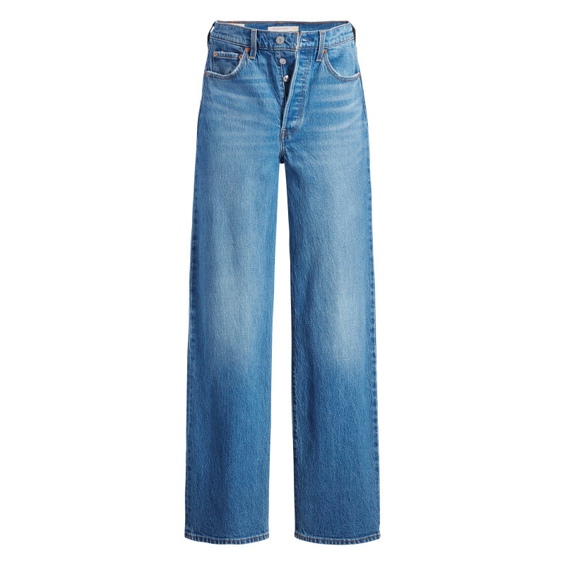 Levi's® - Jean Ribcage En Coton Bleu Légèrement Délavé Pourvu D'une Coupe Wide Leg - Bleu