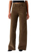 Thumbnail Pantalon 728 en coton taupe pourvu d'une coupe wide leg et de 5 poches